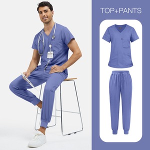Conjunto Médico para Hombre, Top Ventas, Lavable, Manga Corta, Logotipo Personalizado, para Doctor y Enfermero, Cuello en V Elástico, Múltiples Bolsillos, Corte Atlético - Product Image 3