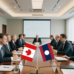 ธงตั้งโต๊ะรูปตัว Y พร้อมฐานโลหะสำหรับตกแต่งธงขนาดเล็กที่ปรับแต่งได้ (ธงแคนาดาและลาว) - Product Image 4