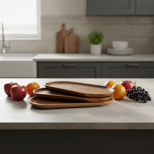 Vente en gros Offre Spéciale bon marché Bureau plat en bois d'acacia <span class=keywords><strong>Plateau</strong></span> d'assiettes à dîner en bois pour aliments Assiette de service aux fruits - Product Image 3