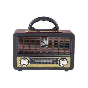 Radio portable rétro en bois OEM d'usine, radio AM FM SW 3 bandes, lecteur MP3 BT, USB TF, haut-parleur intégré, radio vintage rechargeable - Product Image 5