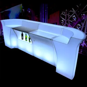 Led Glowing Bar Counter Plastic Led RGB 16 Colors Straight Counter With Wireless Remote Controller Outdoor Bar Table