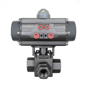 Vanne à bille en acier inoxydable 304 COVNA DN25 1 pouce 3 voies à port en L 3000 PSI haute pression avec actionneur pneumatique - Product Image 1