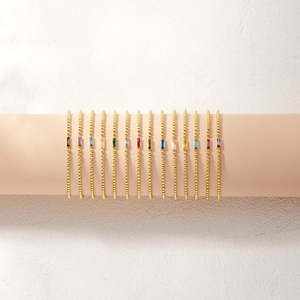 กำไลข้อมือพลอยเพทายประจำเดือนเกิด |   สร้อยลูกปัดสแตนเลสสตีลชุบทอง 18K PVD พร้อมจี้เพทายทรงเจ้าหญิงขนาด 12 มม. สำหรับผู้หญิง - Product Image 5
