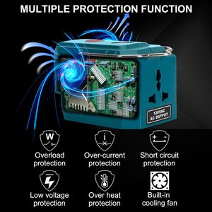 Inversor de Corriente de 18V CC a 110V CA, 200W, Portátil, Onda Sinusoidal Modificada, Puerto <span class=keywords><strong>USB</strong></span> Tipo-C, Compatible con Baterías de 18V - Product Image 6