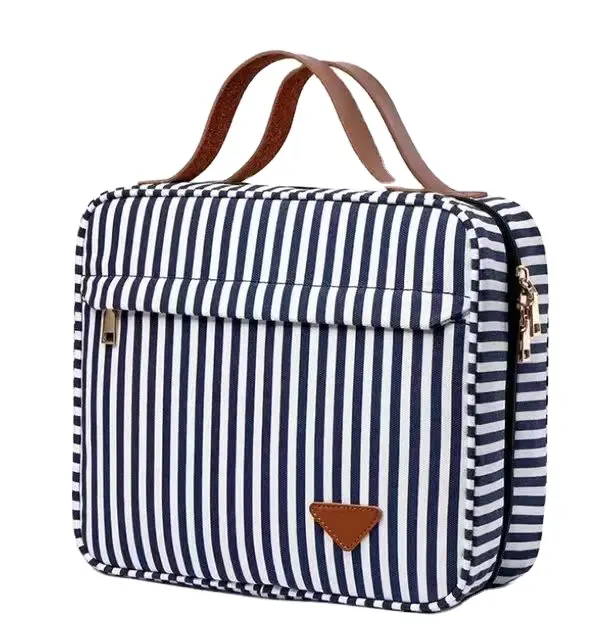 यात्रा Toiletry बैग थोक पाउच निविड़ अंधकार कैनवास कॉस्मेटिक श्रृंगार बैग धारी प्रिंट धो आयोजक बैग