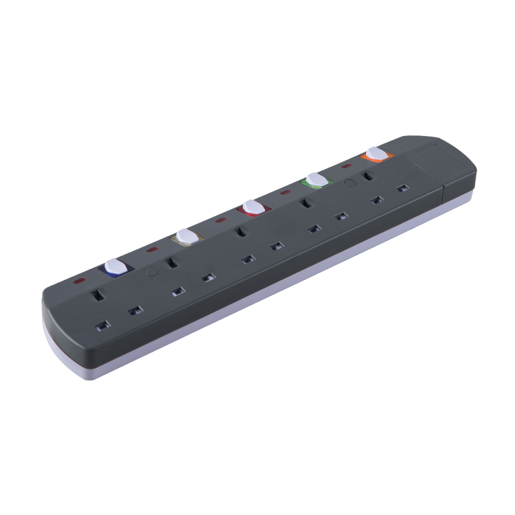 5 Gang 5m Trailing Socket Factory Gery 13amp