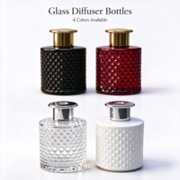Bouteille diffuseur d'arômes cylindrique noire brillante de luxe, personnalisable en gros, avec bouchon à vis unique et vide