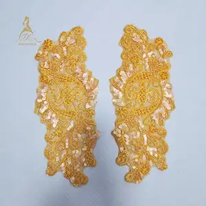cheap wholesale price sequin bead DIY fashion lace white collar embroidery
