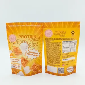 Fine quality custom stand pouch bags with zipper recyclable food packaging biscuit plastic pouch