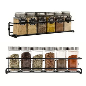 Wall Mounted Spice <b>Rack</b> With Jars 6 <b>Bottle</b> Capacity Foldable Easy Cleaning <b>Storage</b> Organizer For Kitchen Seasoning <b>Rack</b> - Product Image 1