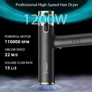 カスタマイズされたプロフェッショナル1200W11000RPMブラシレスモーターヘアブロードライヤー速乾性2億マイナスイオンヘアドライヤー