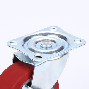 3 Inch Pu Swivel Caster With Brake <b>Flat</b> Bottom Industrial <b>Trolley</b> Wheel Bolt Hole Type Firm Tread - Product Image 1
