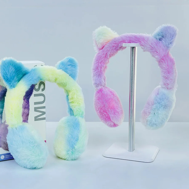 New Design MSL-812 Cartoon Ear Plush Headphone Over-Ear Headphones Wireless Headset bluetooth Earphone