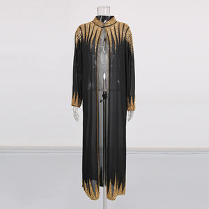 Bettergirl 2025 inverno nuovo <span class=keywords><strong>cardigan</strong></span> lungo in maglia con paillettes ricamato <span class=keywords><strong>oro</strong></span> nero - Product Image 2