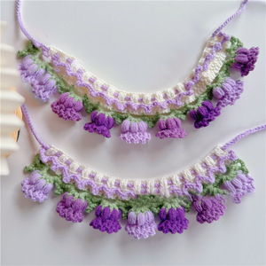 FIGHTINGDOG Knitted Orchid Flower Bib For Cats Soft Pet Scarf Bandana All Seasons Accessory - Product Image 4