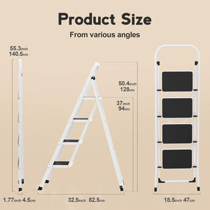 Gấp với chống trượt đạp Trọng lượng nhẹ 4 bước thang thép với tay vịn 330 lbs Công suất hoàn hảo cho nhà bếp & hộ gia đình - Product Image 2