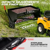 Buy-Wish Tow Spiker Semoir Acier Trémie Goutte Graine Engrais Sel Épandeur Pelouse Jardin Tracteur Diffusion Compost Aérateurs