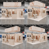 Stand d'exposition personnalisé 20x20 pieds pour salon professionnel, avec bannière suspendue en tissu tendu et porte-vêtements pour exposition de vêtements