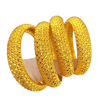 Bracelets plaqués or 24 carats très demandés pour mariages de mariées de Dubaï, indiennes et nigérianes, accessoires de bracelet en or sablé, vente en gros