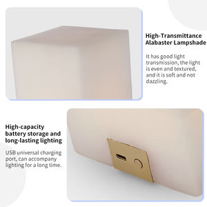 Lampe de table sans fil <span class=keywords><strong>en</strong></span> albâtre, luxe, pour hôtel, salle à manger, décor, grande lampe de table rectangulaire <span class=keywords><strong>en</strong></span> pierre, pilier <span class=keywords><strong>en</strong></span> laiton, rechargeable, LED, Covet - Product Image 3