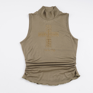 Women Y2K Vintage <b>Rhinestone</b> Crop <b>Top</b> Summer Sexy High Neck Slim Fit Tank <b>Top</b> for Girls - Product Image 6