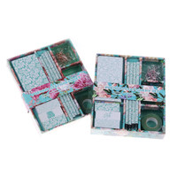 Juego de Papelería de Lujo con Diseño Floral, Caja de Regalo, Notas Adhesivas, Cinta Decorativa Washi, Clips de Papel, Ideal para Regalos Navideños