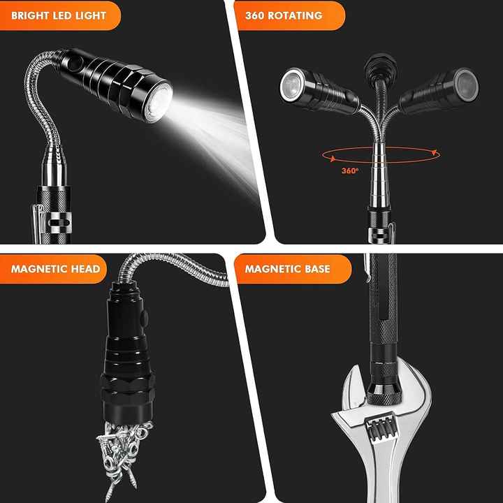 Led Magnetic Pick up Tool Telescopic LED Magnetic Flash Hand Tool Pick ...