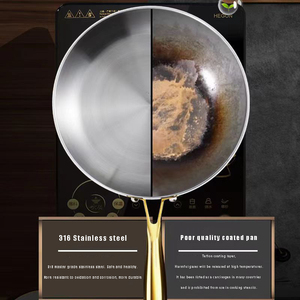 316 acier inoxydable poêle à frire Wok poêle antiadhésive cuisson Steak frit cuisinière à gaz Pot <span class=keywords><strong>Induction</strong></span> général casserole cuisine ustensiles de cuisine - Product Image 4