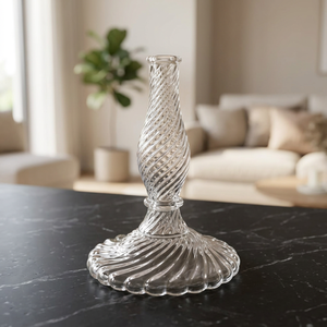 Porte-bougie en verre transparent torsadé, coupé à la main, soufflé à la bouche, vase sur piédestal, décoration de table de Noël pour le salon - Product Image 3