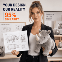 Peluche Géante Rhinocéros Personnalisée avec Logo – Cadeau Promotionnel d'Usine