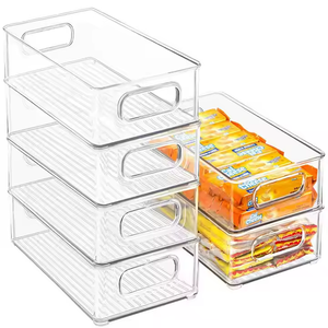 Caja de almacenamiento de cajones de 5 piezas con diseño <span class=keywords><strong>rectangular</strong></span> moderno transparente, juego de almacenamiento doméstico de PP para múltiples combinaciones de alimentos, una bandeja - Product Image 3