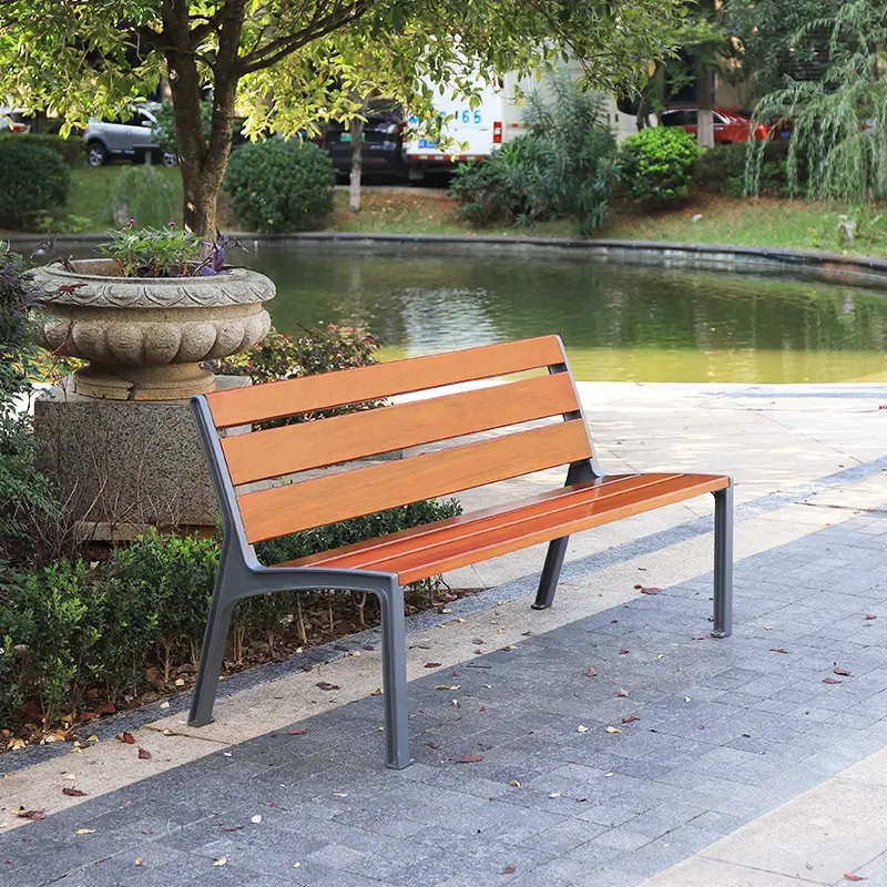 Modern stylish wooden park chair street seating furniture outdoor garden bench with 3 seaters