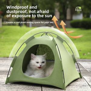 Cuccia Estiva Rimovibile e Pieghevole per Gatti, Tenda per Gatti, Nido per Gatti, Cuccia a Forma di Grotta con Tappetino Morbido, Casa per Animali Domestici per Cani - Product Image 2