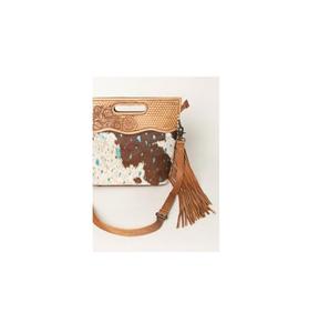 Bolso de mano floral con grabado artesanal, de cuero auténtico de vaca con pelo, de primera calidad, con correa ajustable. - Product Image 3