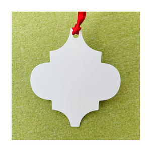 Dalijia-ornamentos de Metal de doble cara, ornamento de Navidad de aluminio blanco, personalizado por sublimación, con cinta roja - Product Image 1