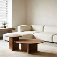 Table basse ronde en bois de noyer noir de style moderne du milieu du siècle, table basse simple et moderne pour salon