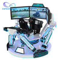Simulador de Carreras de 3 Pantallas y 6 Grados de Libertad con Volante y Pedales, Juego de Conducción Arcade para Niños y Adultos, Parque de Atracciones