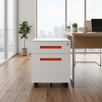 Meuble de bureau en acier, armoire mobile à 2 tiroirs, armoire d'appoint sous la table avec roulettes