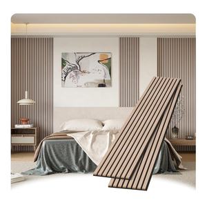 Panneau en feutre PET adossé à des lattes de MDF en placage de chêne naturel Akupanels Panneaux acoustiques en bois pour la décoration murale intérieure - Product Image 1