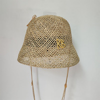 Sombreros de Sol Plegables de Moda al por Mayor, Unisex para Adultos, Hechos a Mano, Transpirables, Tipo Bucket, para Playa, de Paja Hueca, para Verano