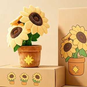 OEM ODM Plush Sunflower Potted Plant <b>Toy</b> Custom Logo <b>Stuffed</b> Sunflower Pot Ornament Home Decor <b>Soft</b> Plant Plush Gift - Product Image 3