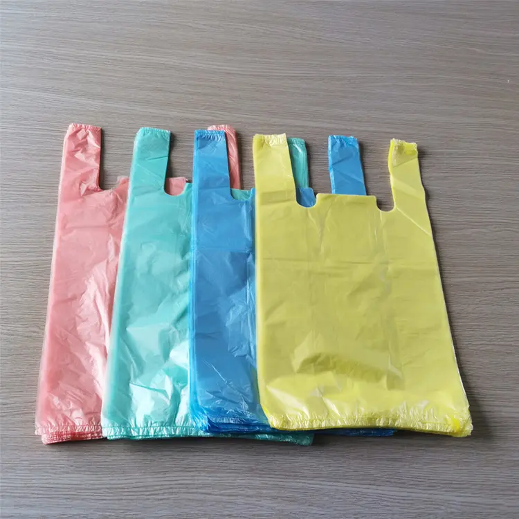 ब्लू धन्यवाद आप सुपरमार्केट संभाल प्लास्टिक बैग, पीई बनियान संभाल वाहक प्लास्टिक बैग के लिए खुदरा, टी शर्ट प्लास्टिक बैग के साथ लोगो 1