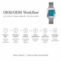 Jam Tangan Analog Mewah Wanita Bezel Persegi Kotak Casing Baja Tahan Karat Gerakan Kuarsa Mineral Set Hadiah Modis