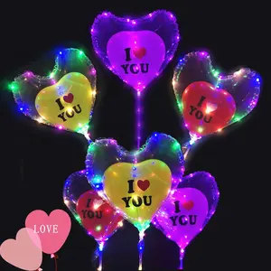 Manufacture cheap heart shaped bobo balloons 20 inches led balloon lights for party decoration