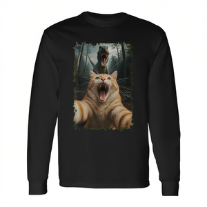 Camiseta de manga larga con diseño de gato naranja y dinosaurio T Rex - Product Image 2