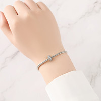 Perle d'espacement classique en zircon cubique transparent entièrement pavé, à grand trou, style breloque européenne, en cuivre plaqué argent, brillante et étincelante, pour superposition