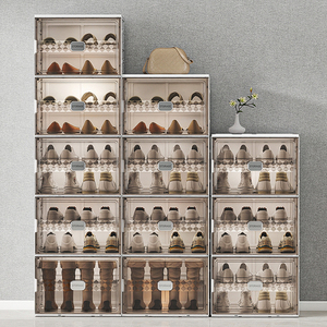Armoire à chaussures pliable magnétique anti-poussière Haogle, sans installation, boîte à chaussures transparente multicouche en plastique pliable - Product Image 2