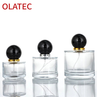 Botellas de Perfume Redondas de Vidrio Recargables de Lujo, Personalizadas y Profesionales, de 30ml, 50ml y 100ml, con Diseño de Pulverizador Vacío y Tapas Esmeriladas Personalizadas