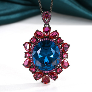 Wholesale Premium Polished Eco-friendly <b>Copper</b> Cubic Zirconia Jewelry Simulation Colored Gem Stone Pendant Necklace for Women - Product Image 4