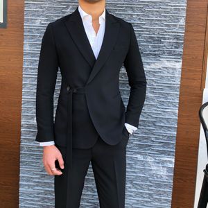 Costumes pour hommes Costumes ajustés à double boutonnage personnalisés pour hommes Costumes modernes de <span class=keywords><strong>mariage</strong></span> d'affaires - Product Image 3